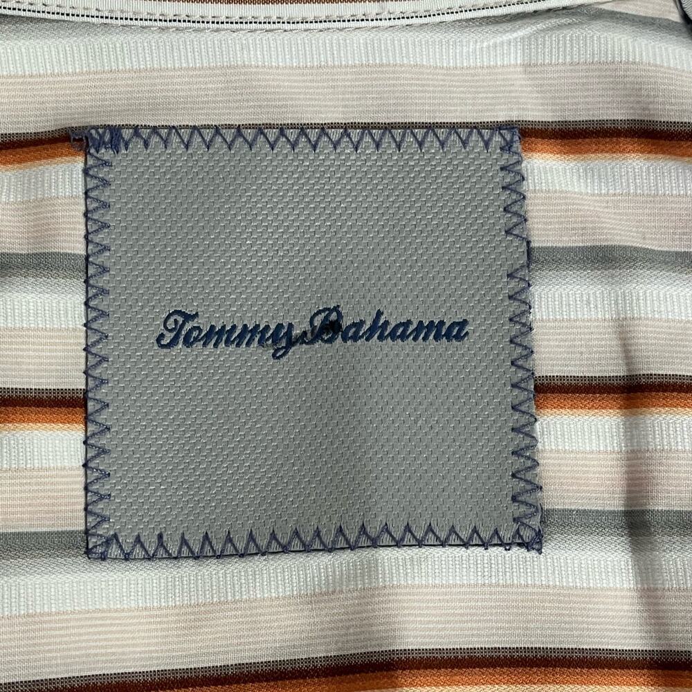 Tommy Bahama XXL striped cotton button down shirt orange gray white casual - Picture 9 of 10